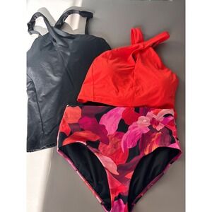Athleta Swimsuit Set Bikini Top Floral High Waist Bottom medium nwot